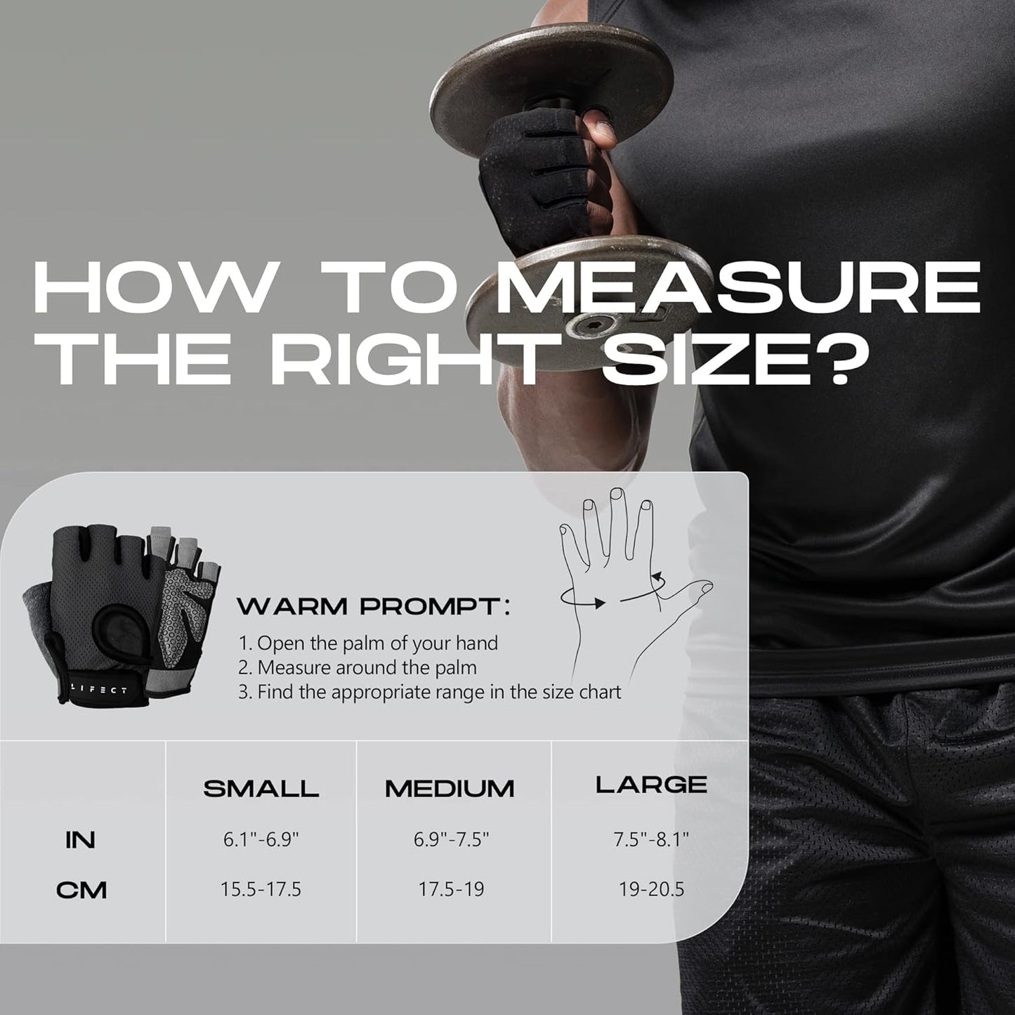 LIFECT Essential Breathable Workout Gloves, Weight Lifting Fingerless Gym Exercise Gloves with Curved Open Back, for Powerlifting, Women and Men