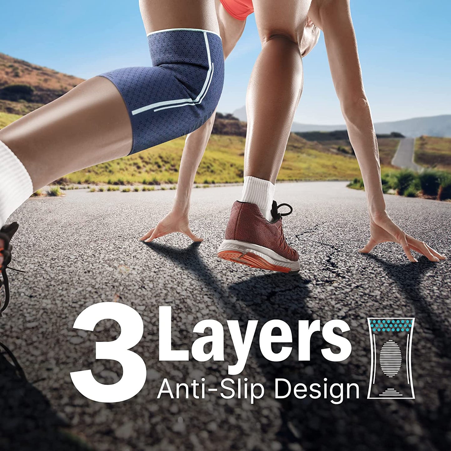 Knee Brace for Knee Pain, Knee Compression Sleeve Support 2 Pack, Blue