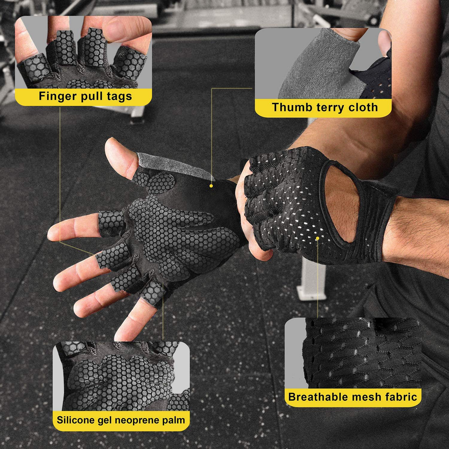 KANSOON Essential Breathable Workout Gloves for Women and Men